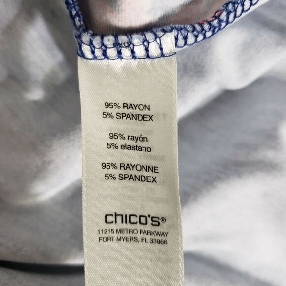 Chico's Womens Top Size 0 Small Tunic Boheme Scrolls Asymmetrical V Neck 3/4 Slv - Picture 8 of 10